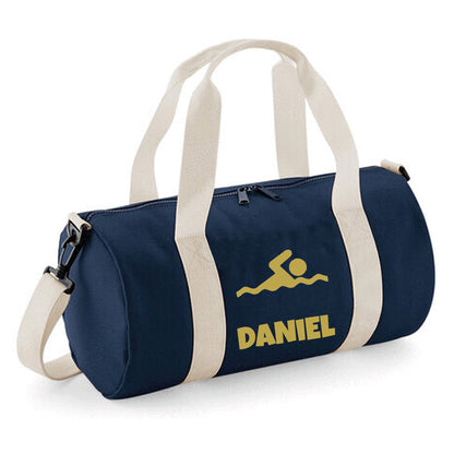 Personalised Swimming Design Barrel Swim Sports Bag with Childs Name