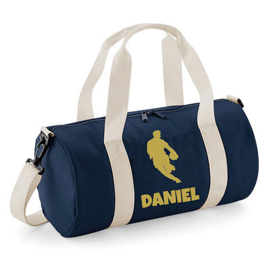 Personalised Rugby Player Barrel Bag 12L - With Logo and Name