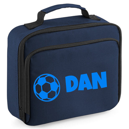 Kids Personalised Lunch Bag With Name in Football Design  - Always Looking Good -   - Navy Football 