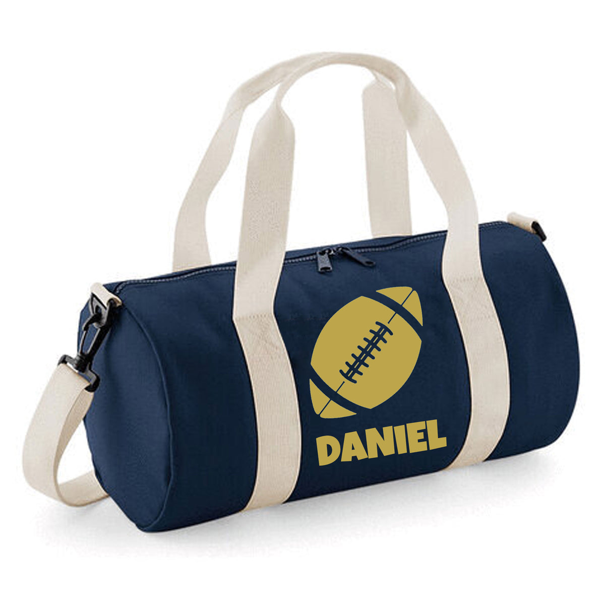 Personalised Rugby Ball Barrel Bag | Kids Sports Holdall with Name