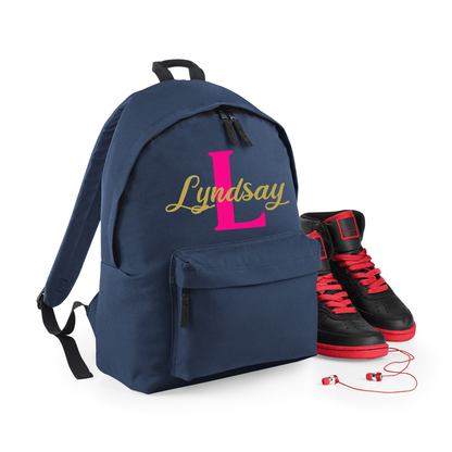 Personalised Name & Initial Backpack, Kids Rucksack with Name & Design