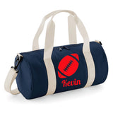 Personalised Rugby Ball Barrel Bag | Kids Sports Holdall with Name