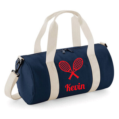 Personalised Tennis Design Barrel Sports Bag With Players Name