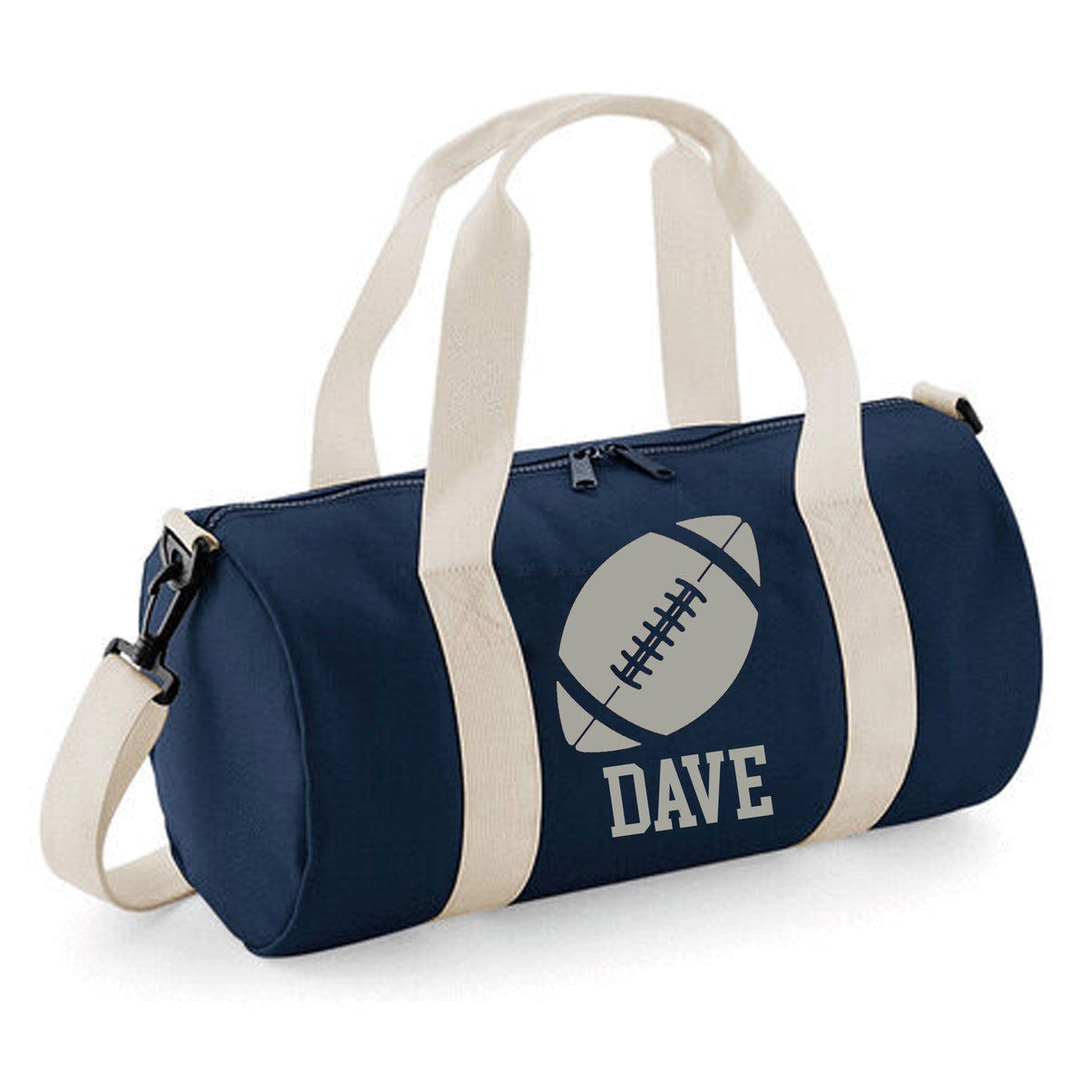 Personalised Rugby Ball Barrel Bag | Kids Sports Holdall with Name