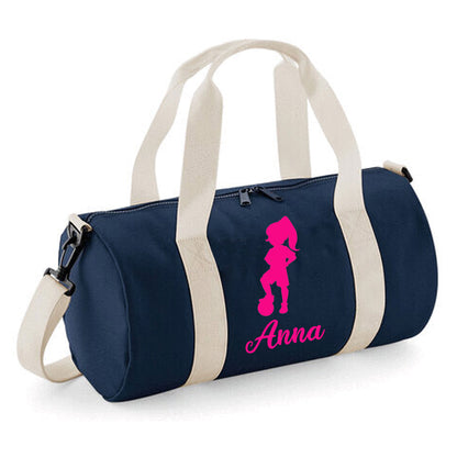Personalised Girl Footballer Barrel Bag 12L - Lightweight Holdall for Kid