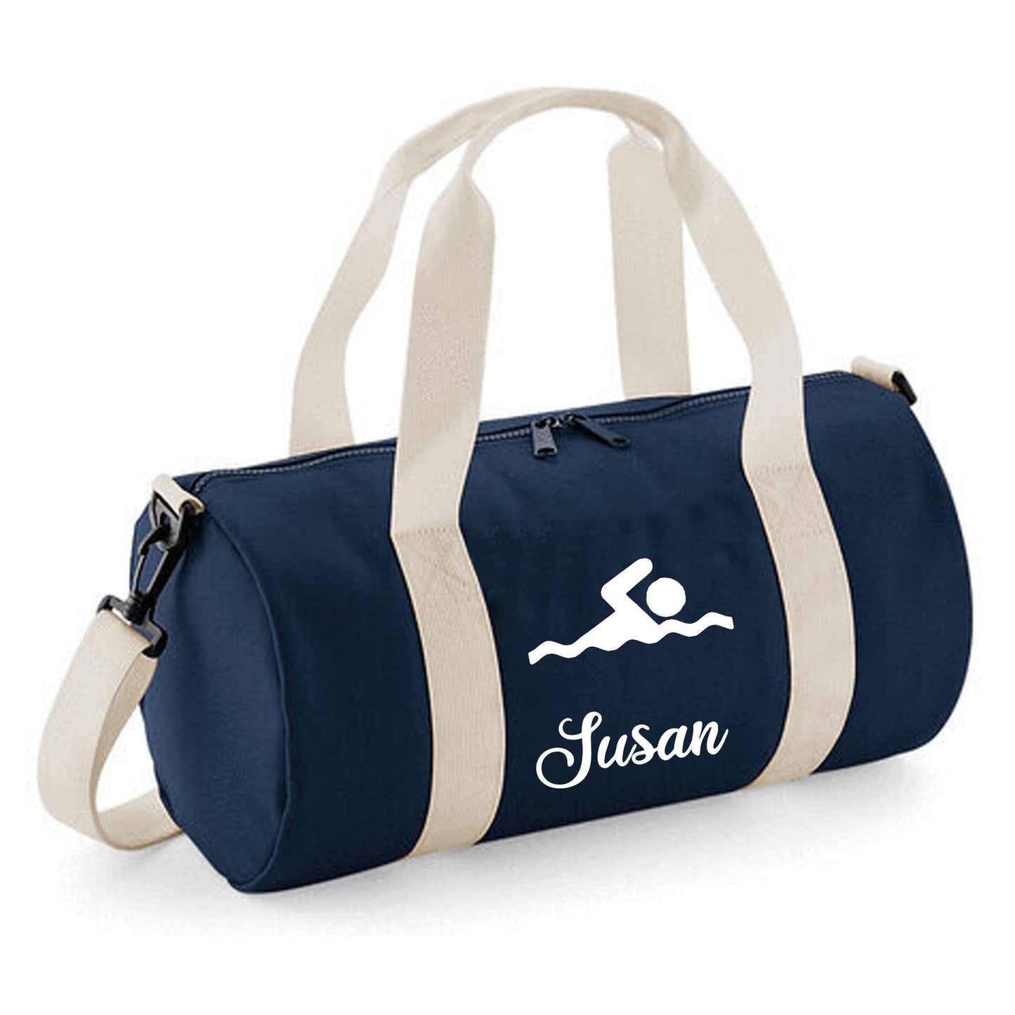 Personalised Swimming Design Barrel Swim Sports Bag with Childs Name