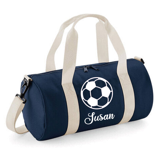Personalised Football Design Barrel Bag 12L - Custom Name Option