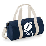 Personalised Rugby Ball Barrel Bag | Kids Sports Holdall with Name