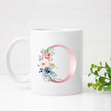 Monogrammed Floral Initial Ceramic Mug – Pink Letter Design
