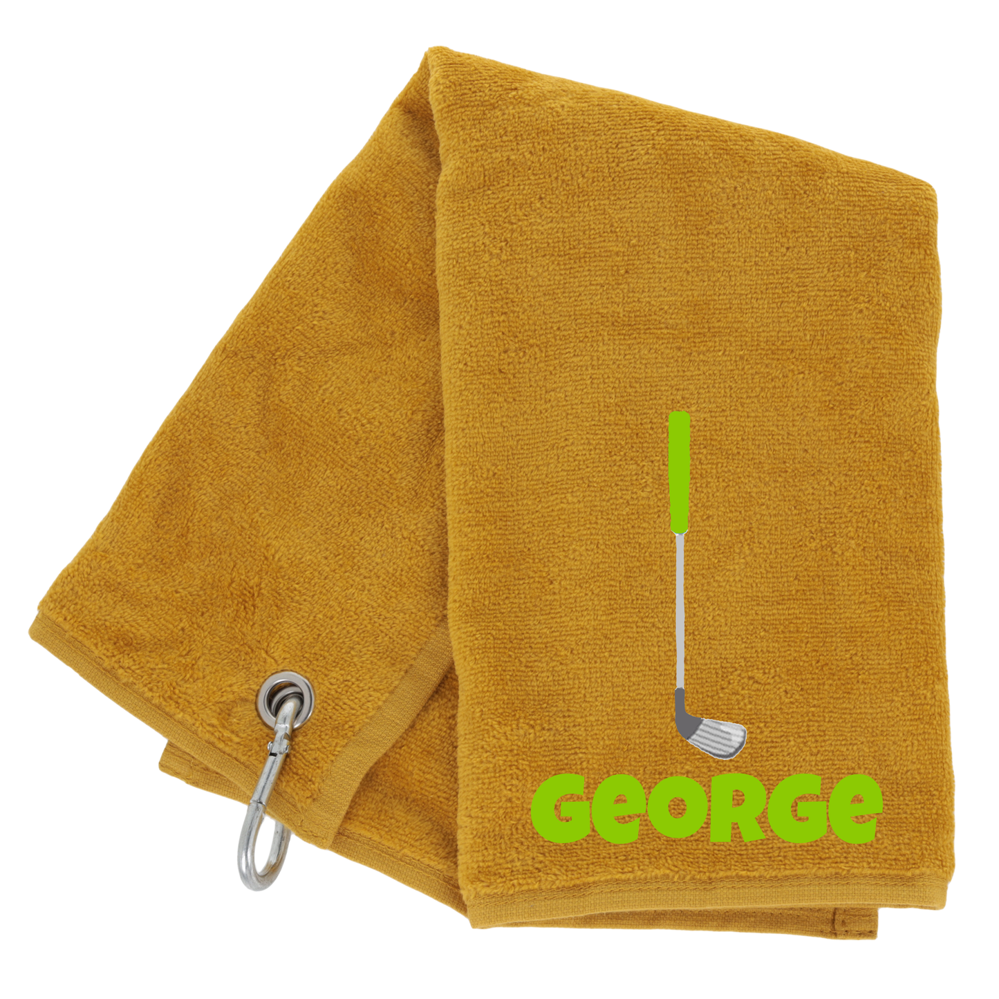 Personalised GOLF Towel - Embroidered Trifold Towel with Carabiner Clip
