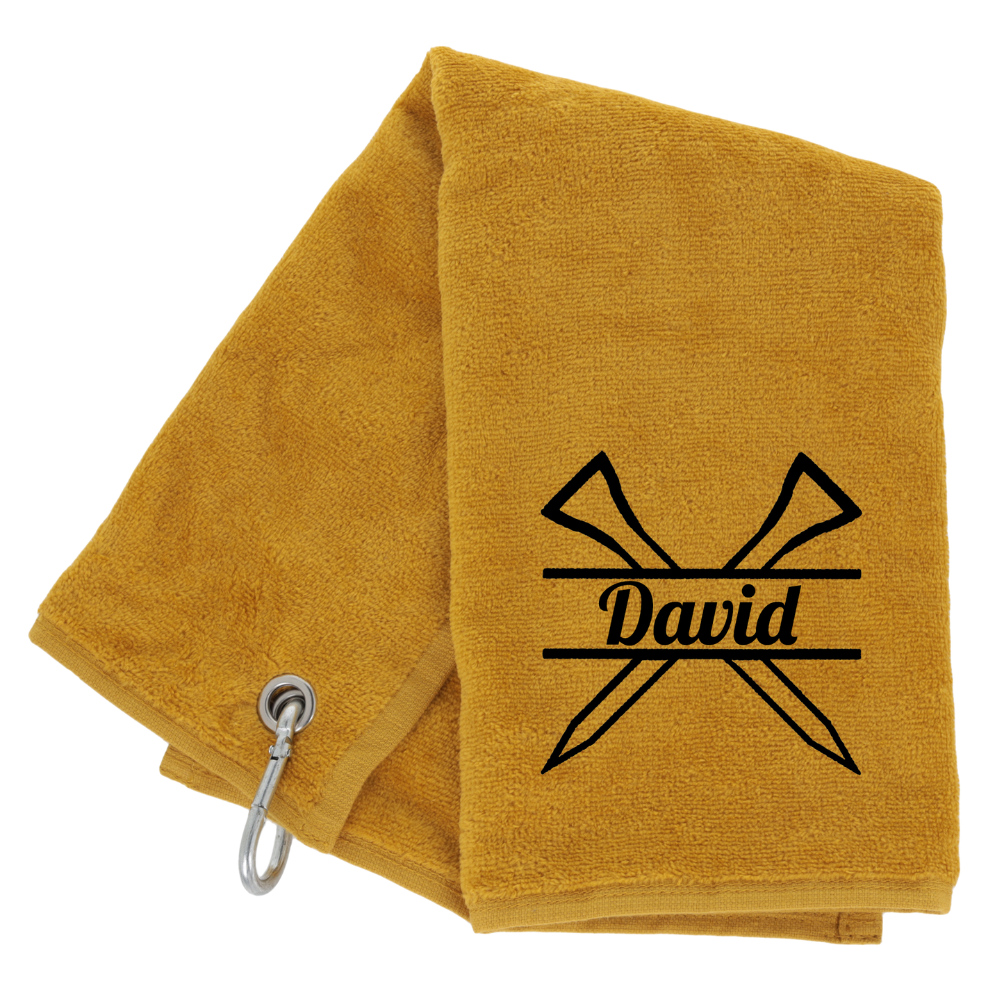 Personalised GOLF Towel - Embroidered Trifold Towel with Carabiner Clip