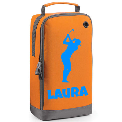 Personalised Golf Shoe Bag with Female Golfer & Name or Initials  - Always Looking Good -   