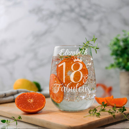 AGE & Fabulous Gifts - Engraved Gin Glass & Coaster For Birthday (18-100)