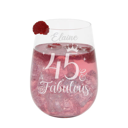 AGE & Fabulous Gifts - Engraved Gin Glass & Coaster For Birthday (18-100)