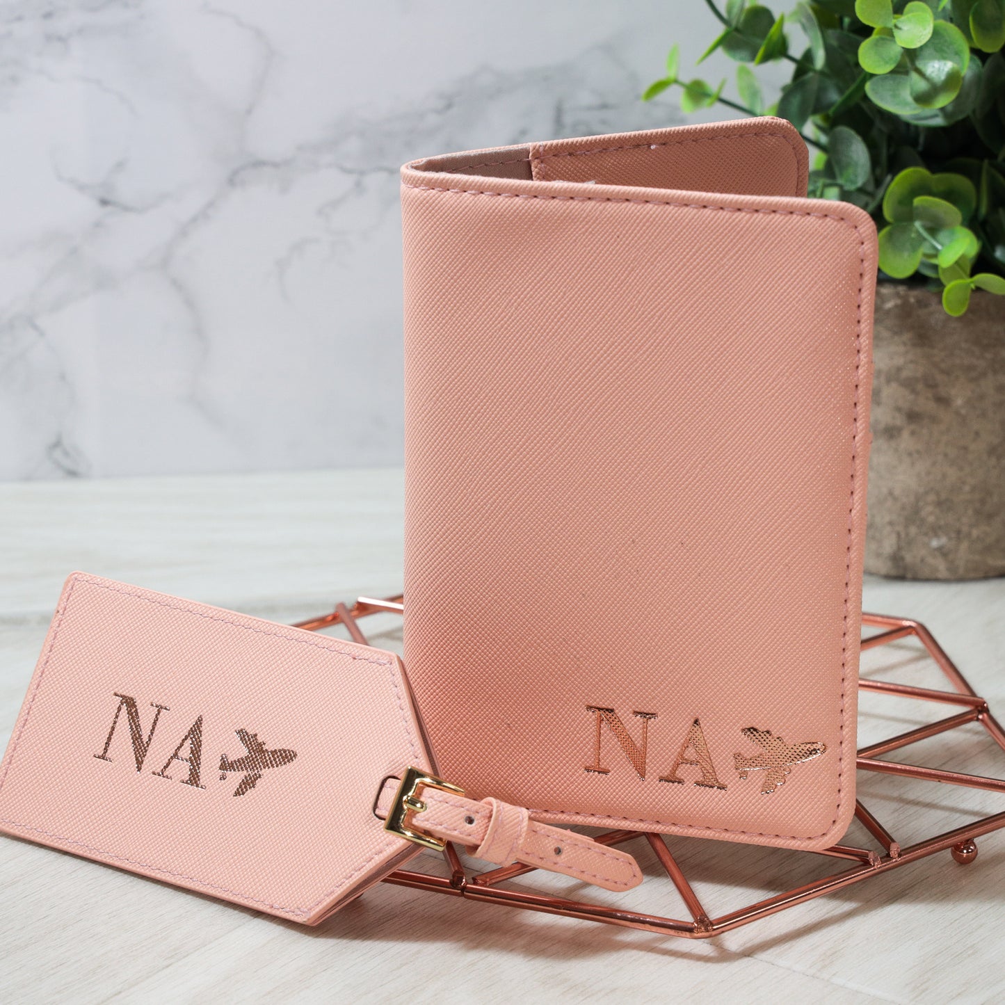 Pink Personalised Passport Covers and Luggage Tag Set  - Always Looking Good -   