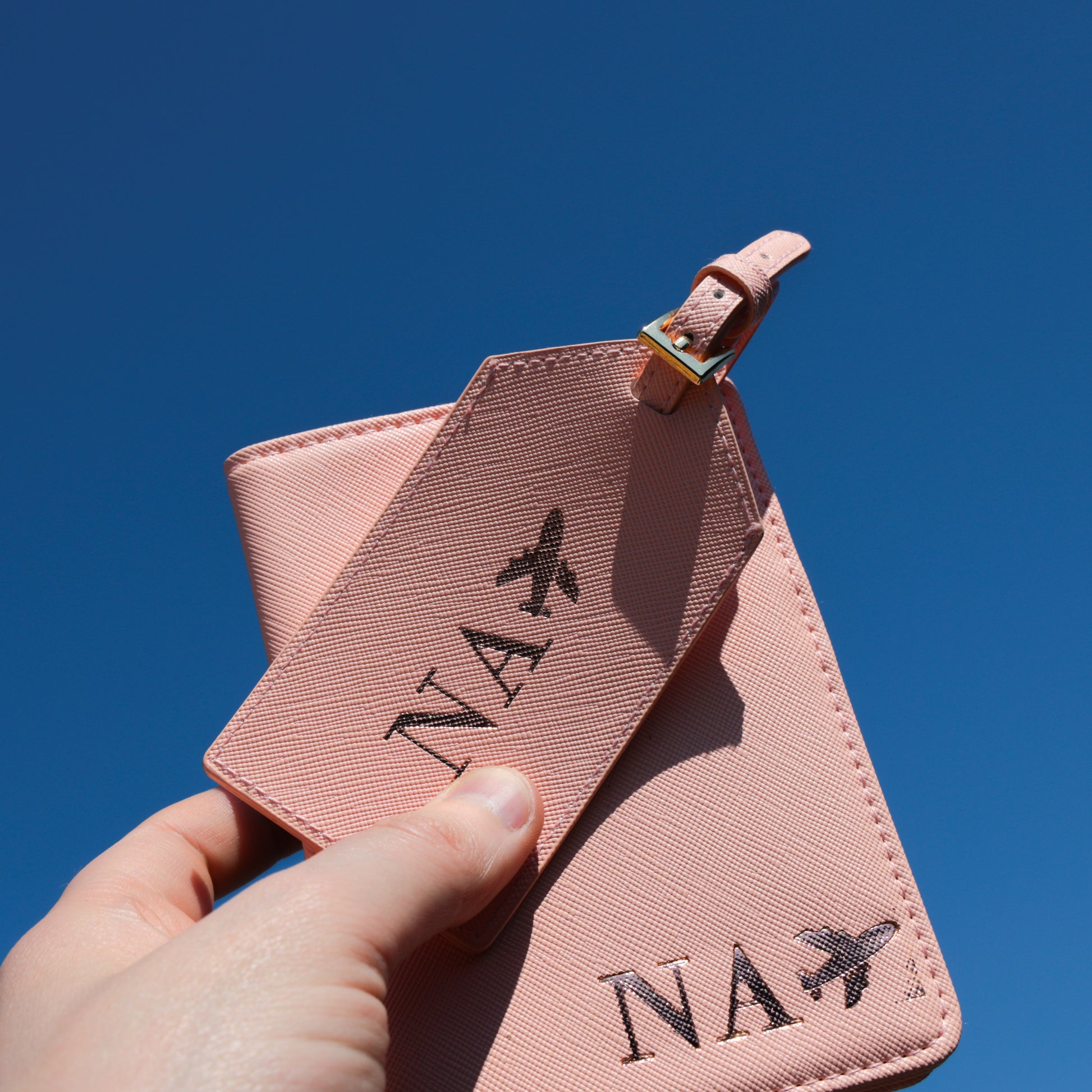 Pink Personalised Passport Covers and Luggage Tag Set  - Always Looking Good -   