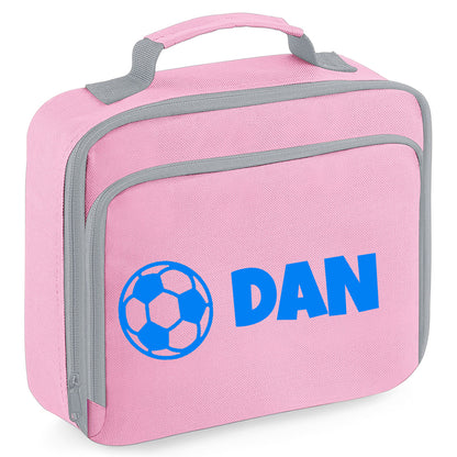 Kids Personalised Lunch Bag With Name in Football Design  - Always Looking Good -    - Pink Football 