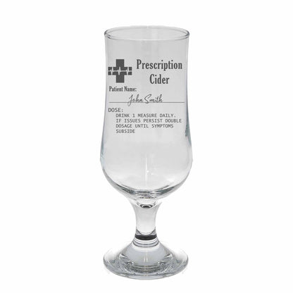 Cider Glass Personalised With Any Name Engraved Prescription