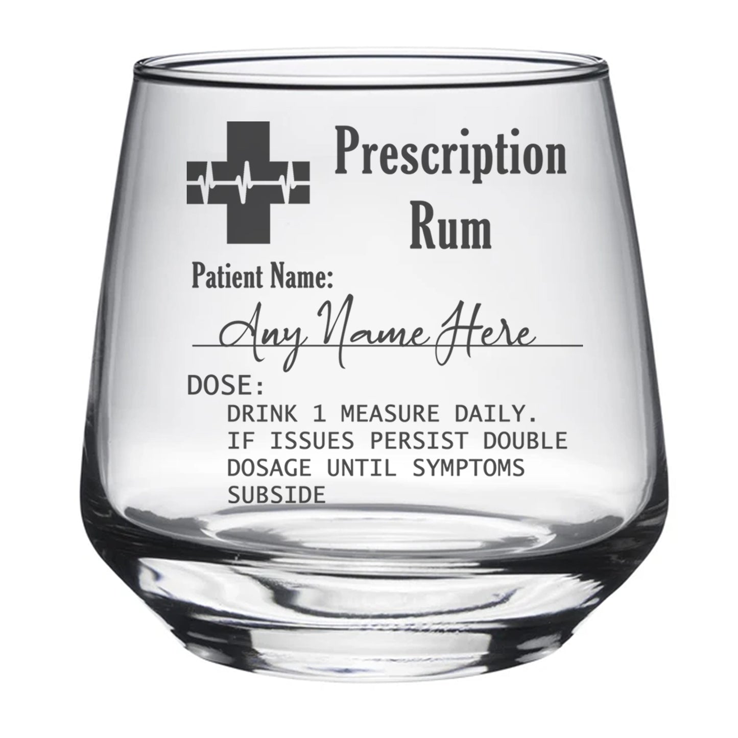 Personalised Rum Glass With Engraved Prescription