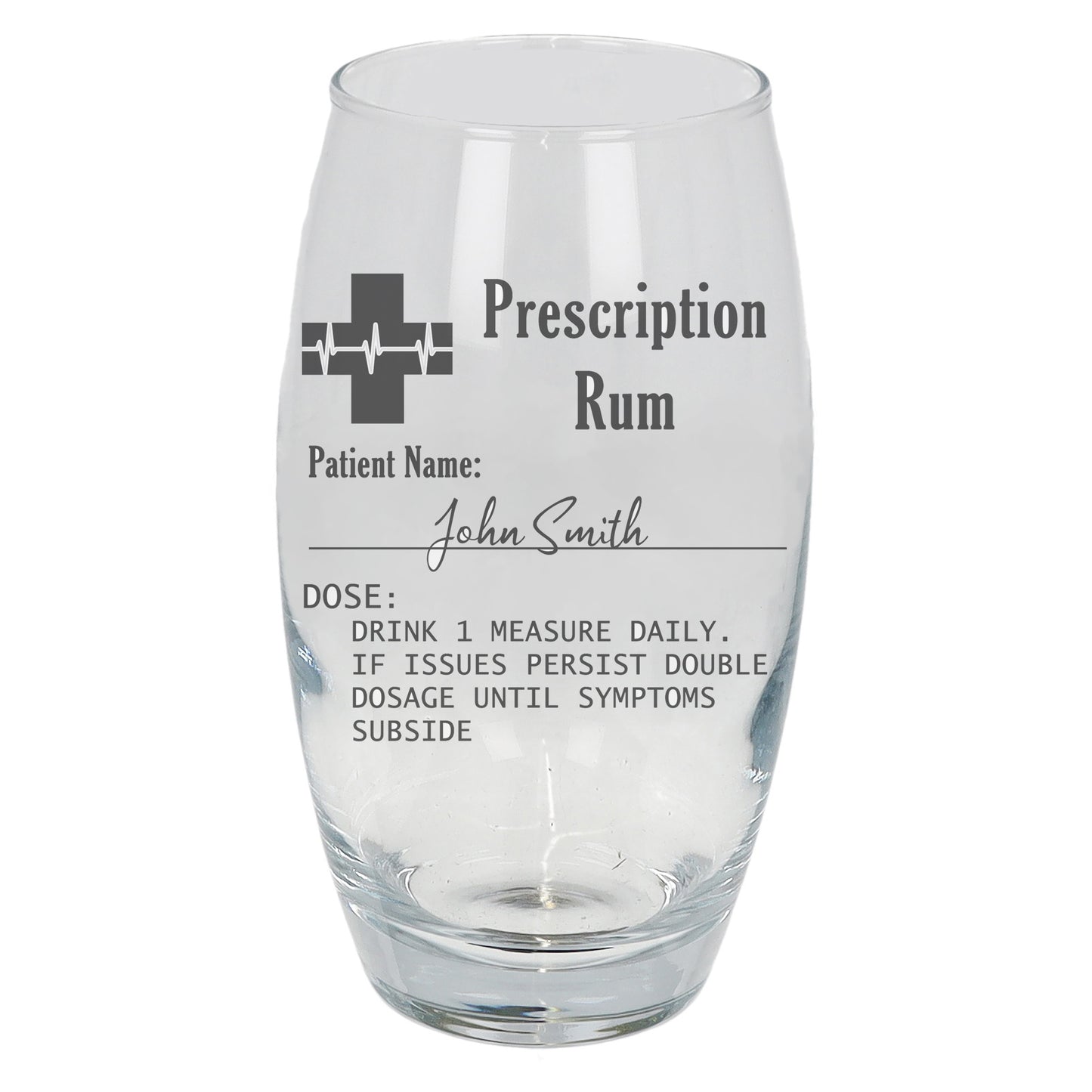 Personalised Rum Glass With Engraved Prescription