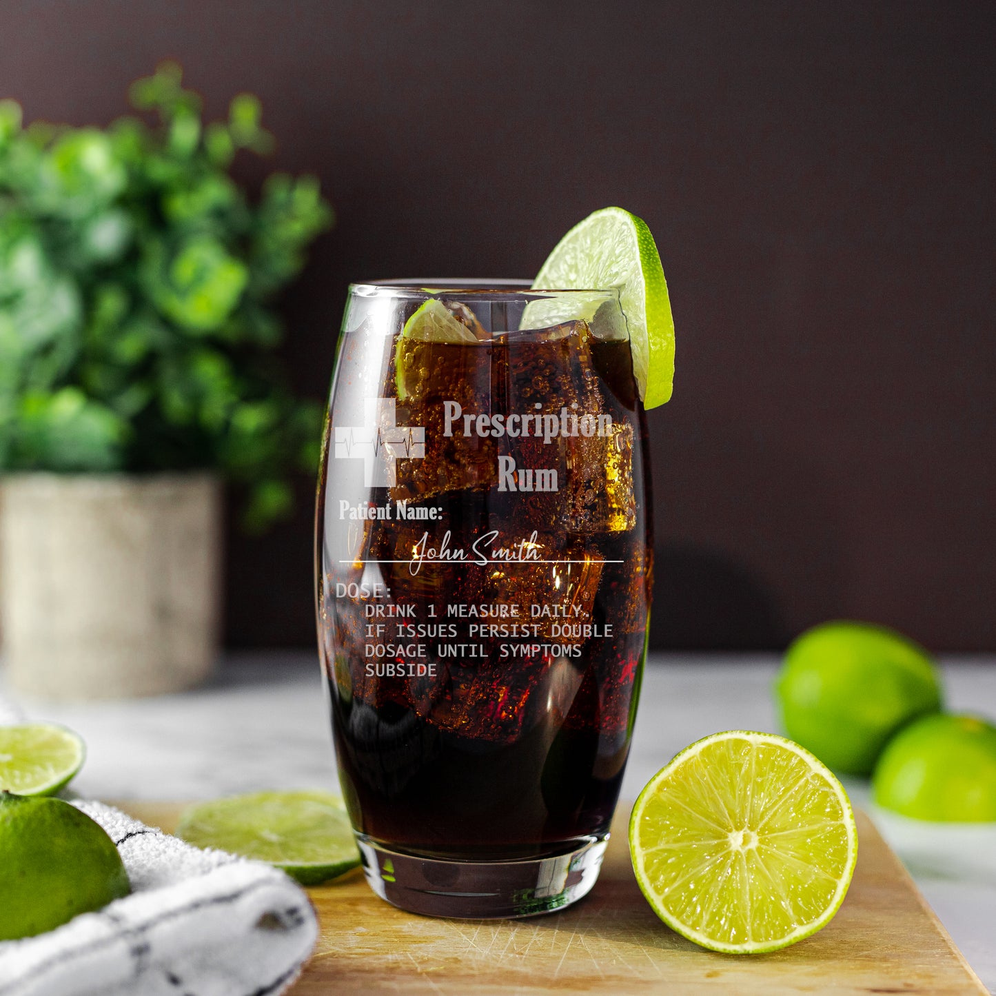 Personalised Rum Glass With Engraved Prescription