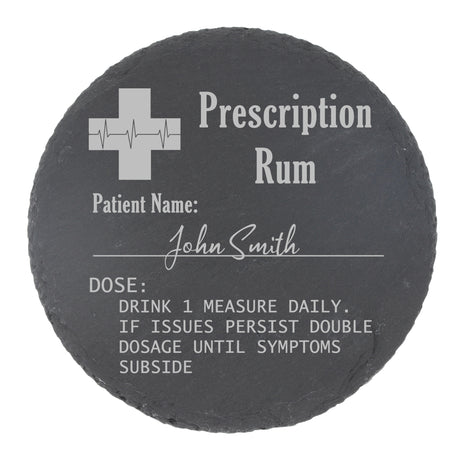 Personalised Rum Glass with  Engraved Prescription - Always Looking Good -   only Coaster
