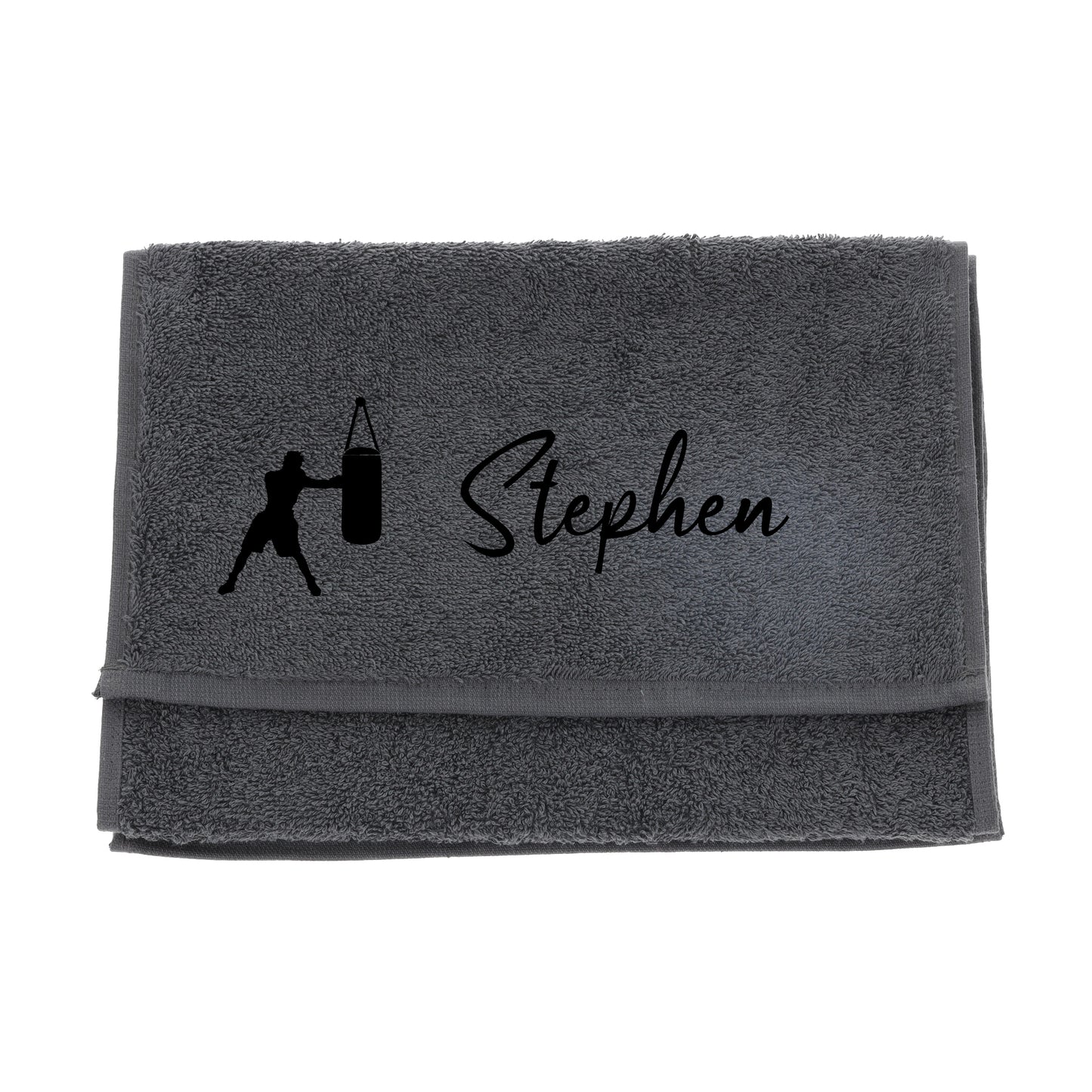 Personalised Embroidered Gym Towel with Boxing Design