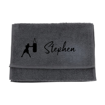 Personalised Embroidered Gym Towel with Boxing Design
