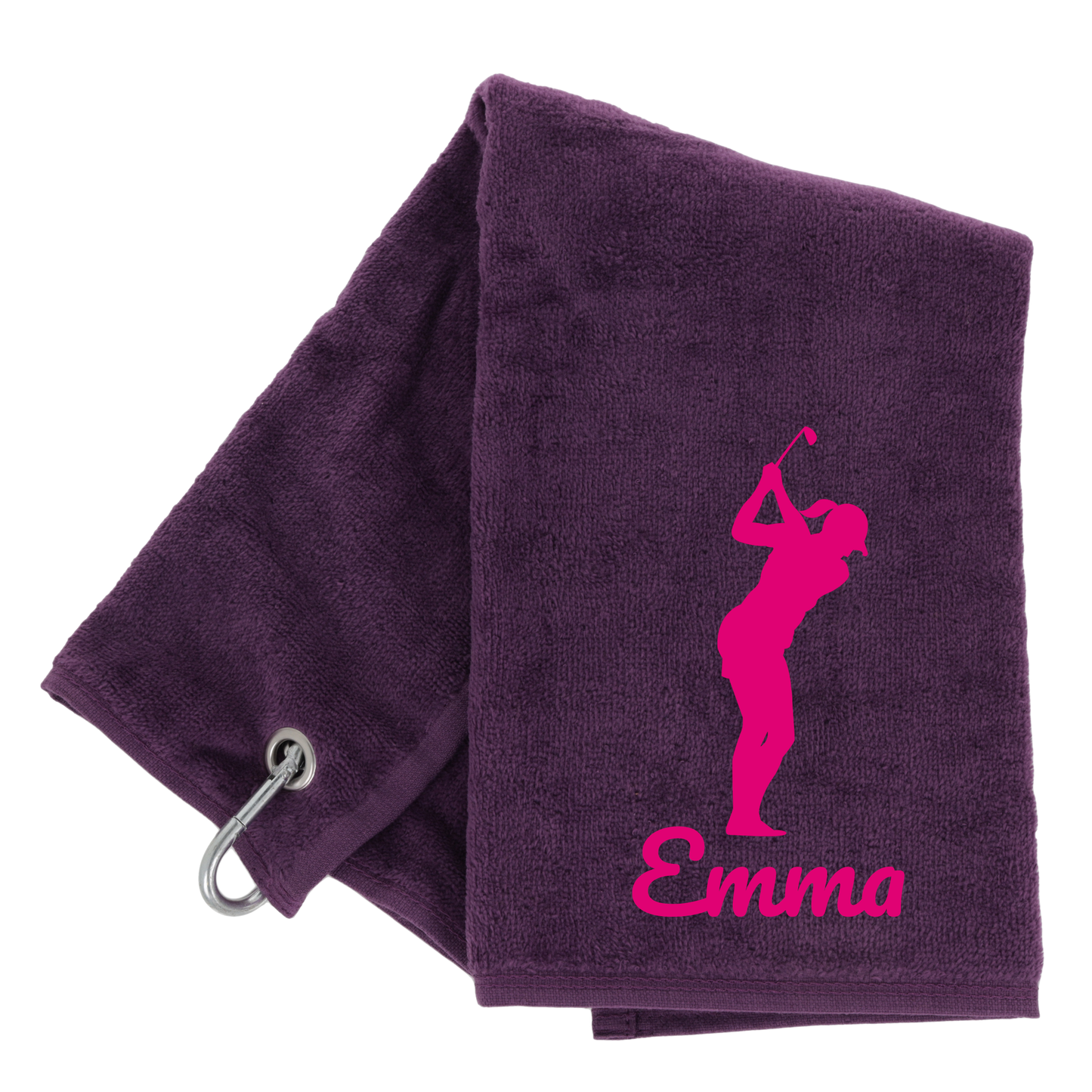 Personalised GOLF Towel - Embroidered Trifold Towel with Carabiner Clip