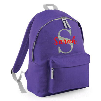 Personalised Name & Initial Backpack, Kids Rucksack with Name & Design