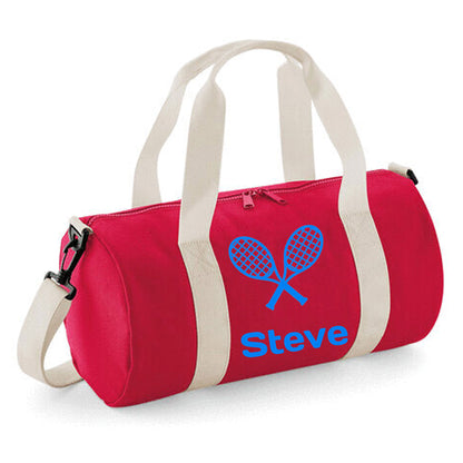 Personalised Tennis Design Barrel Sports Bag With Players Name