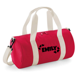 Personalised Name & Hearts Barrel Bag | Kids Holdall with Name