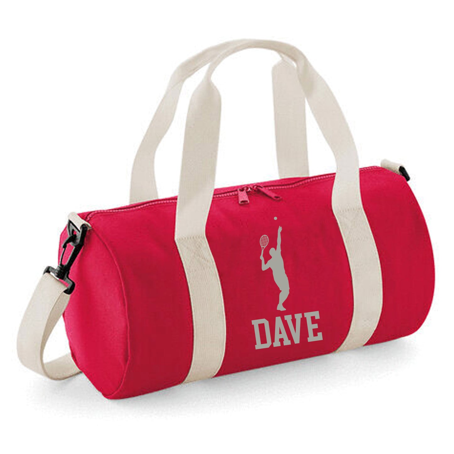 Personalised Male Tennis Player Barrel Bag 12L, Sports Kids Holdall