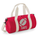 Personalised Rugby Ball Barrel Bag | Kids Sports Holdall with Name