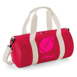 Personalised Rugby Ball Barrel Bag | Kids Sports Holdall with Name