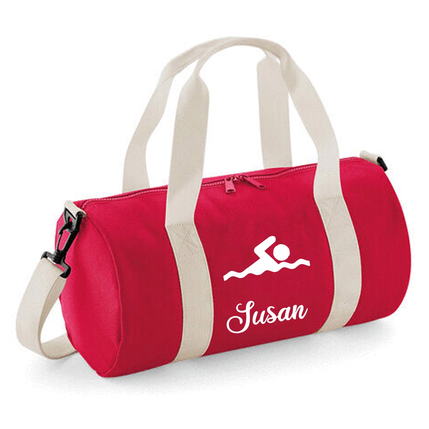 Personalised Swimming Design Barrel Swim Sports Bag with Childs Name