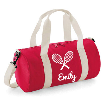Personalised Tennis Design Barrel Sports Bag With Players Name