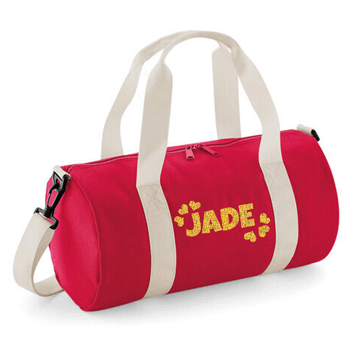 Personalised Name & Hearts Design Barrel Bag, Toddler Kids Bag