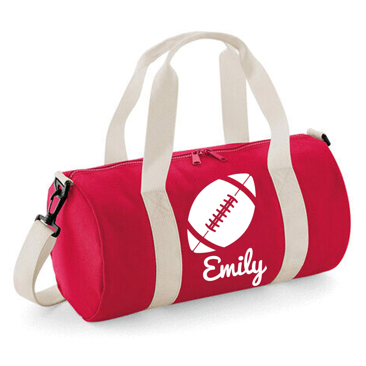 Personalised Rugby Ball Barrel Bag | Kids Sports Holdall with Name
