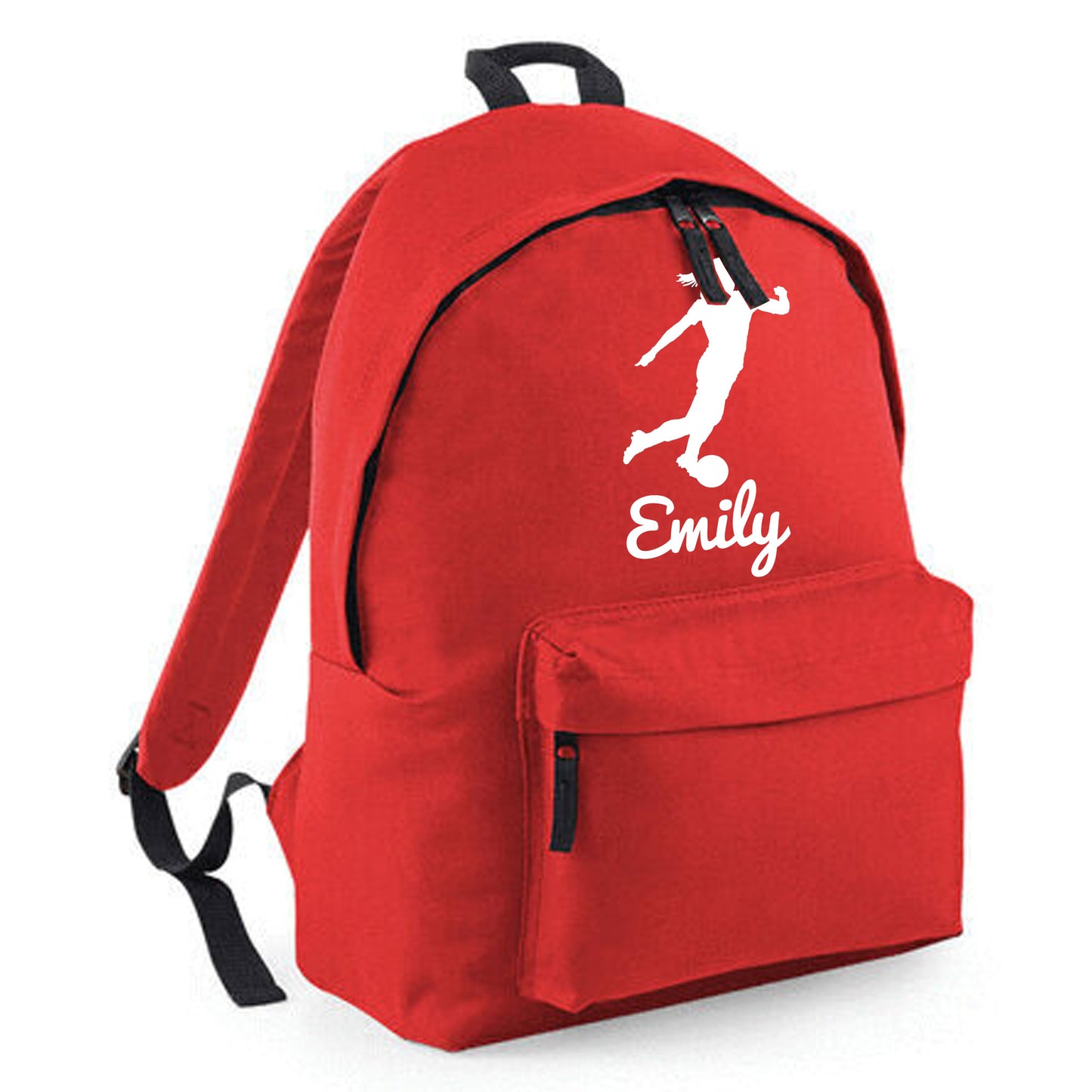 Personalised Female Footballer Backpack Bag, Kids Rucksack with Name & Design