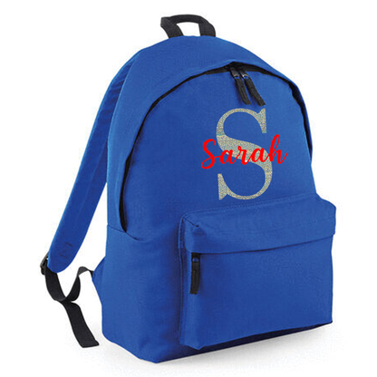 Personalised Name & Initial Backpack, Kids Rucksack with Name & Design
