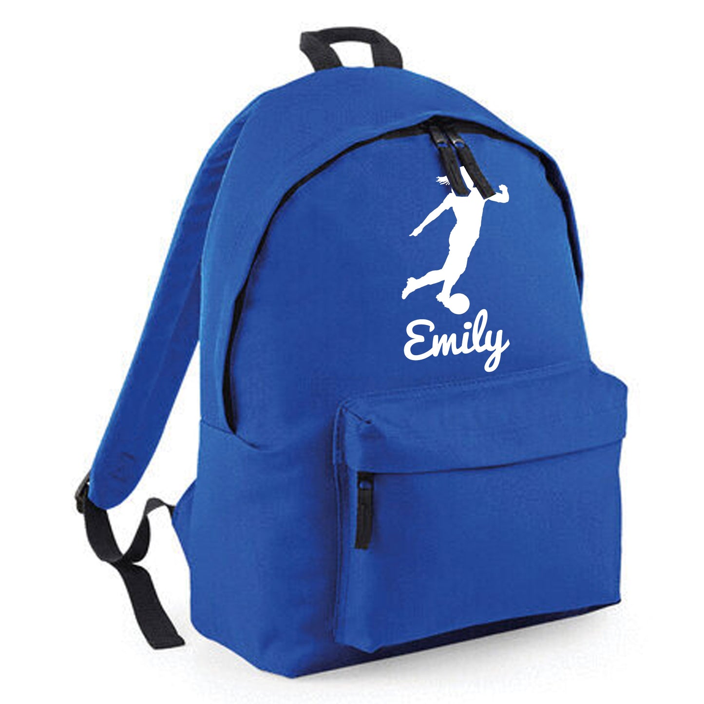 Personalised Female Footballer Backpack Bag, Kids Rucksack with Name & Design
