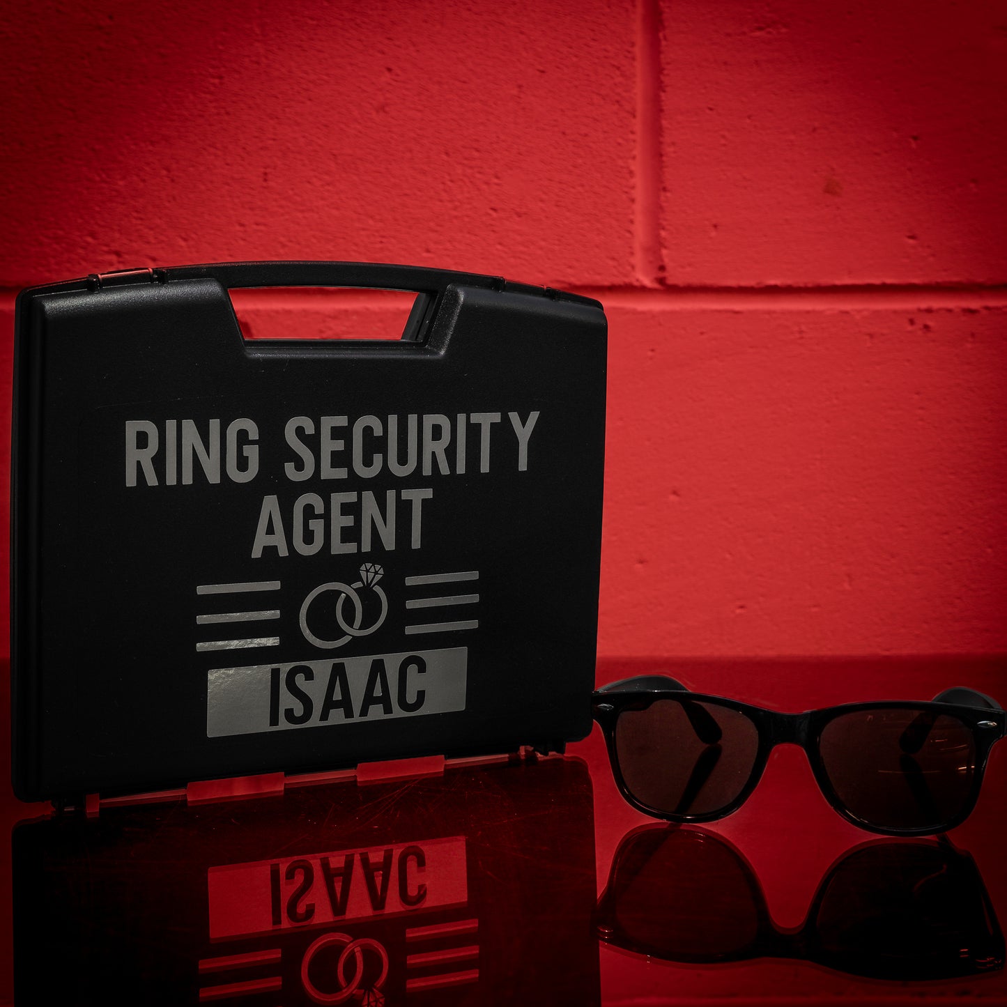 Personalised Pageboy Ring Security Box Briefcase  - Always Looking Good - Briefcase and sunglasses  
