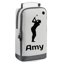 Personalised Golf Shoe Bag with Female Golfer & Name or Initials  - Always Looking Good - Ice Silver  