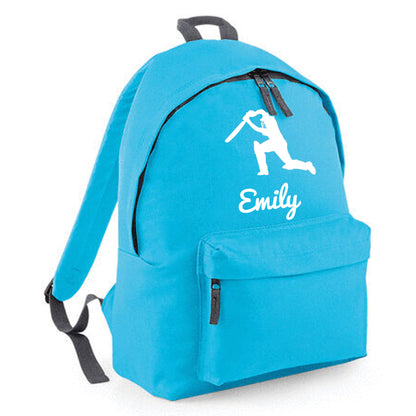 Personalised Cricket Backpack, Kids Rucksack with Name & Design