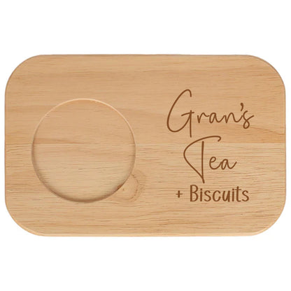 Personalised Gran's Tea & Biscuit Engraved Board with Optional Mug and Message
