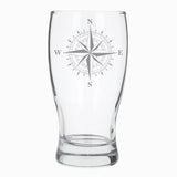 Compass Engraved Beer Pint Glass and/or Coaster Set  - Always Looking Good - Pint Glass Only  laser engraved beer glass