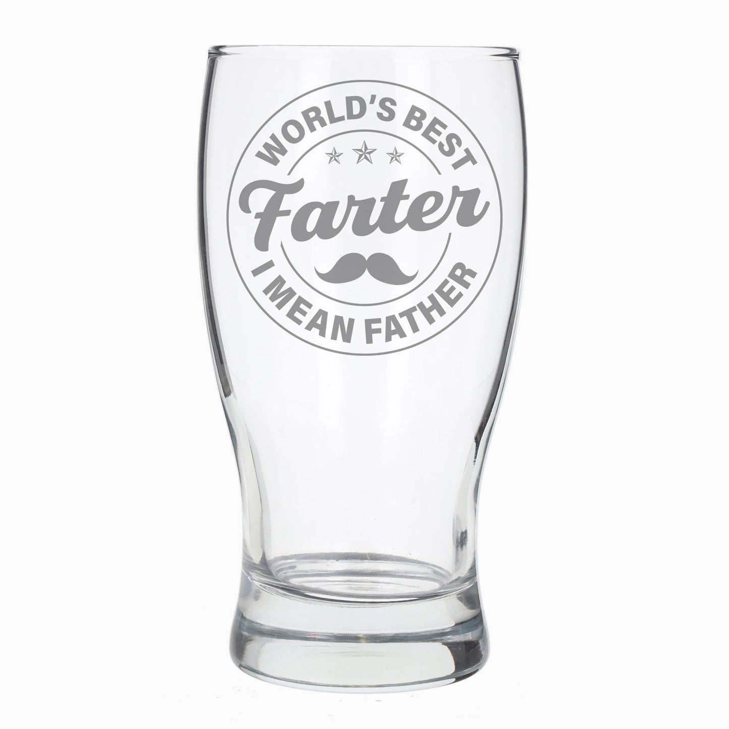 Worlds Best Farter I Mean Father Engraved Beer Glass and/or Coaster Set  - Always Looking Good - Circle Style Beer Glass Only  
