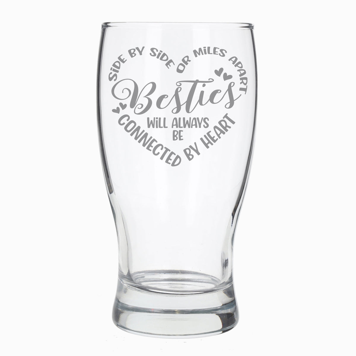 Besties Connected By Heart Engraved Beer Glass and/or Coaster Set  - Always Looking Good -   gift for best friend