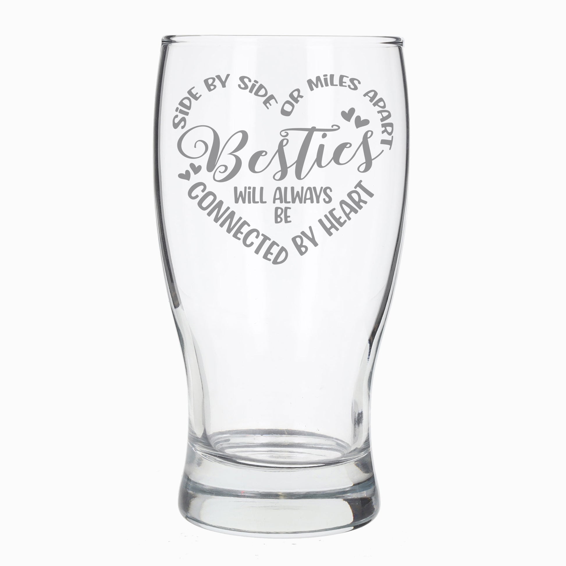 Besties Connected By Heart Engraved Beer Glass and/or Coaster Set  - Always Looking Good -   gift for best friend